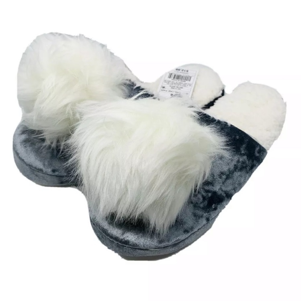 Velvet Scuff Slipper with Pom Xhilaration - Gray
